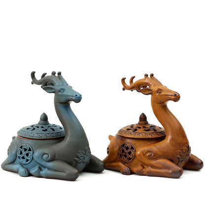 Coarse Pottery Deer Cone Incense Burner