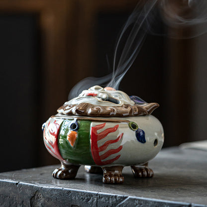 Auspicious Beast Spiral Cone Incense Burner