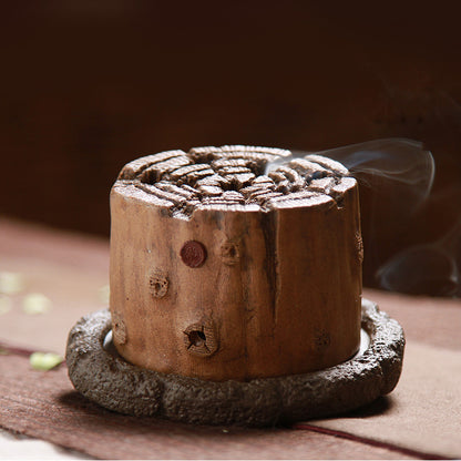 Clay Tree Stump Spiral And Cone Incense Burner