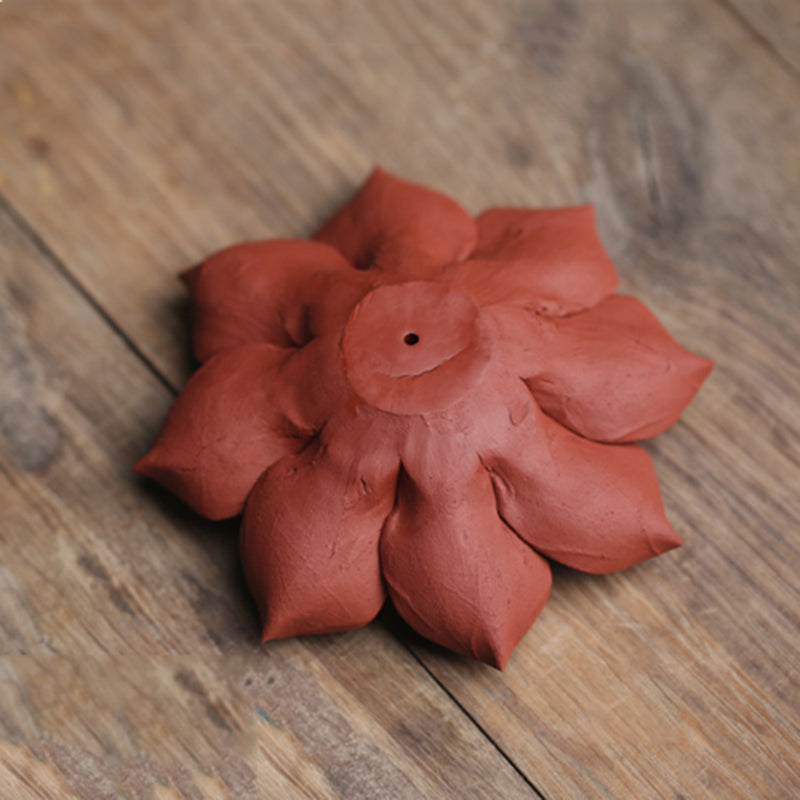 Red Clay Zhu Ni Lotus Stick Incense Holder