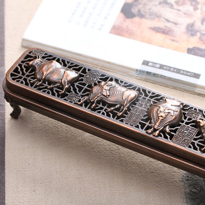 Copper Five Cows Stick Incense Box