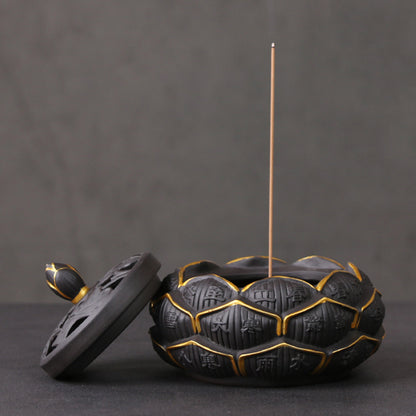 Black Clay Lotus Cone Incense Holder