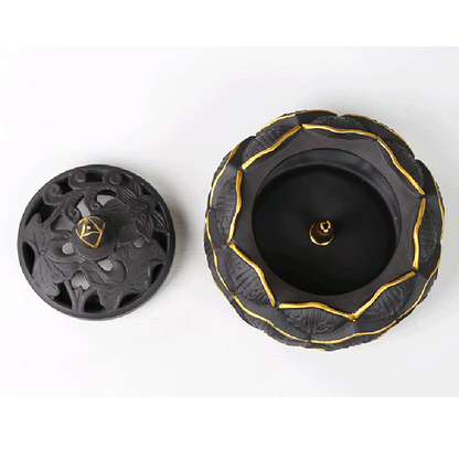 Black Clay Lotus Cone Incense Holder