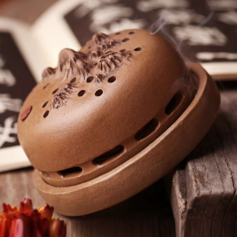 Purple Clay Spiral And Cone Incense Holder