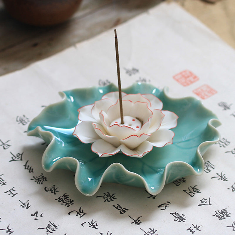 Porcelain Lotus Stick Incense Holder