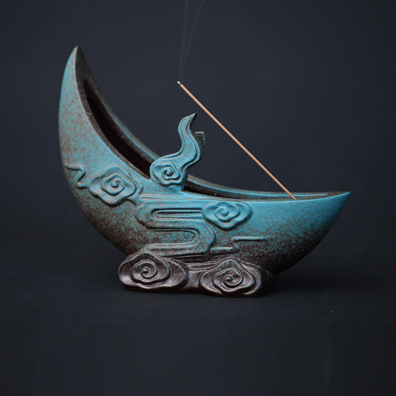 Ceramic Half Moon Incense Holder