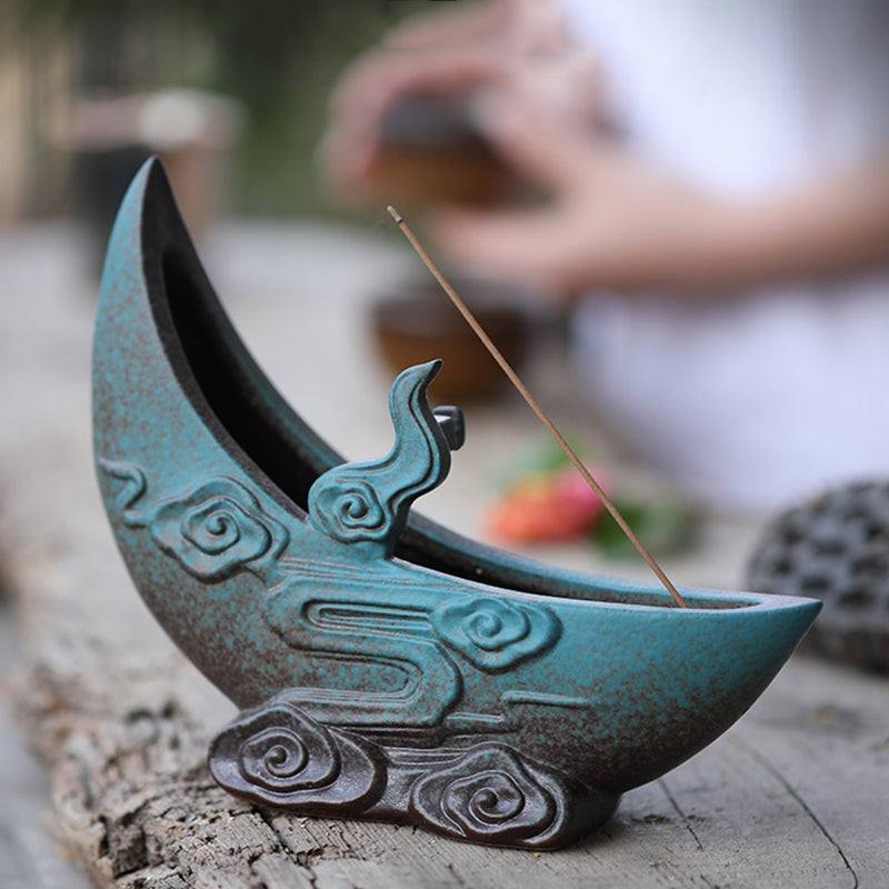 Ceramic Half Moon Incense Holder