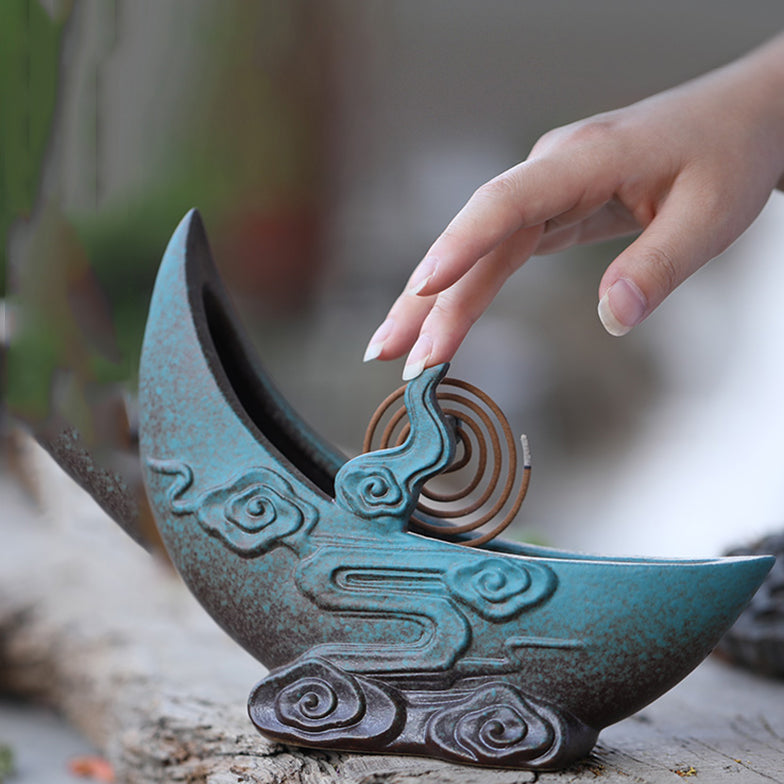 Ceramic Half Moon Incense Holder