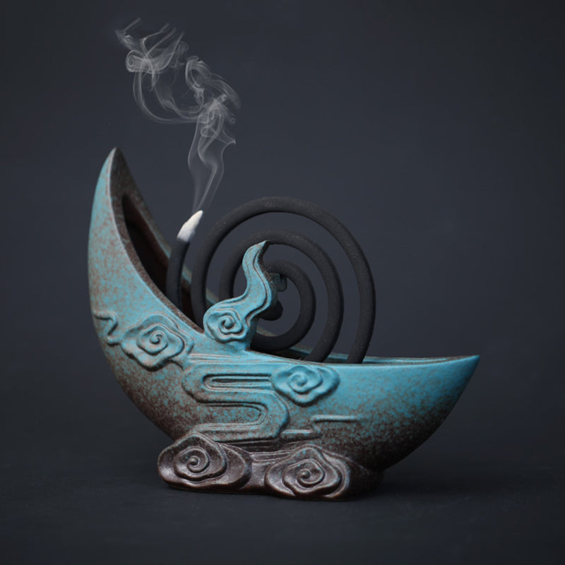 Ceramic Half Moon Incense Holder