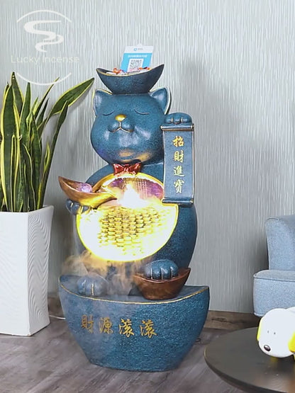 Maneki-neko Running Water Fountain Waterfall Decoration