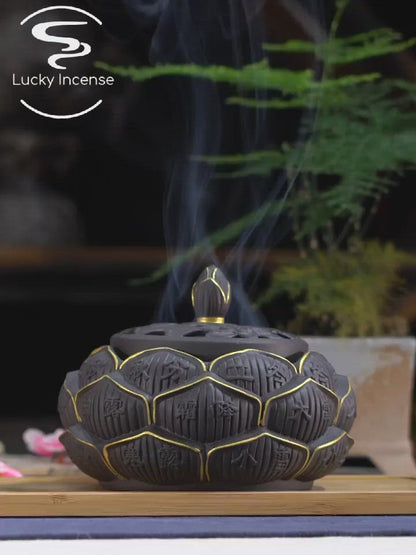 Black Clay Lotus Cone Incense Holder