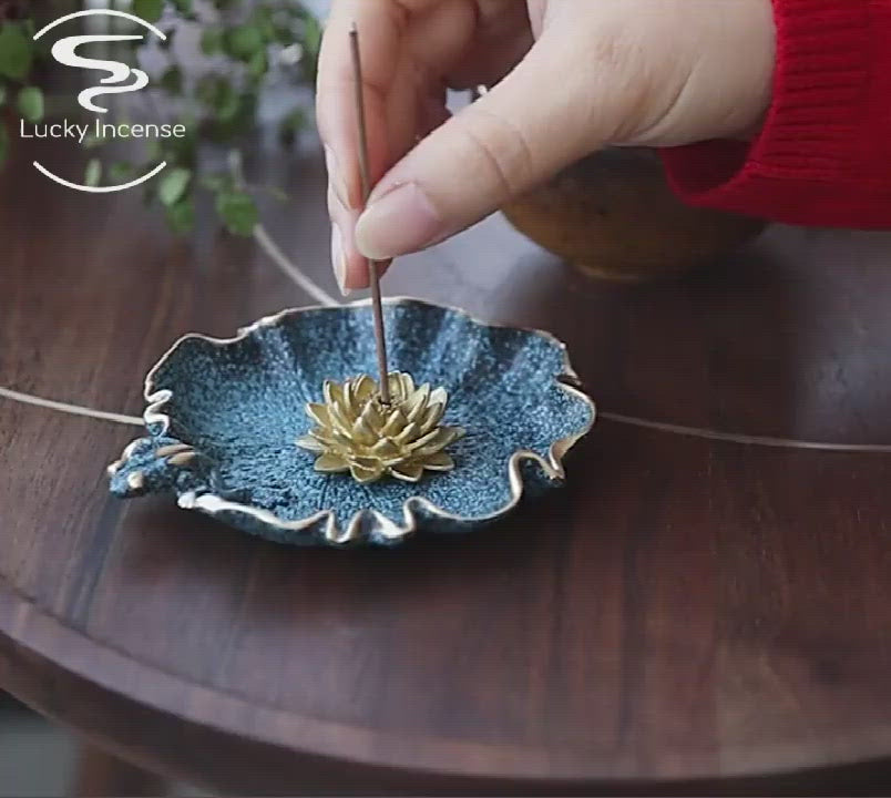 Copper Lotus Stick Incense Holder