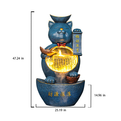 Maneki-neko Running Water Fountain Waterfall Decoration